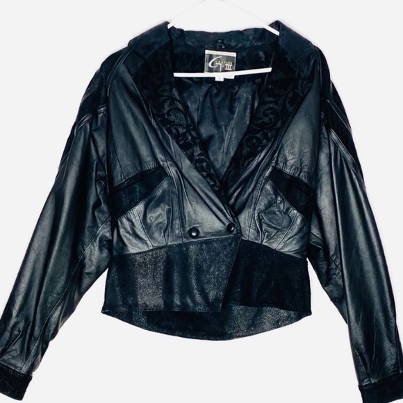 Global Identity Vintage 80’s Leather Crop Jacket - Picture 4 of 15